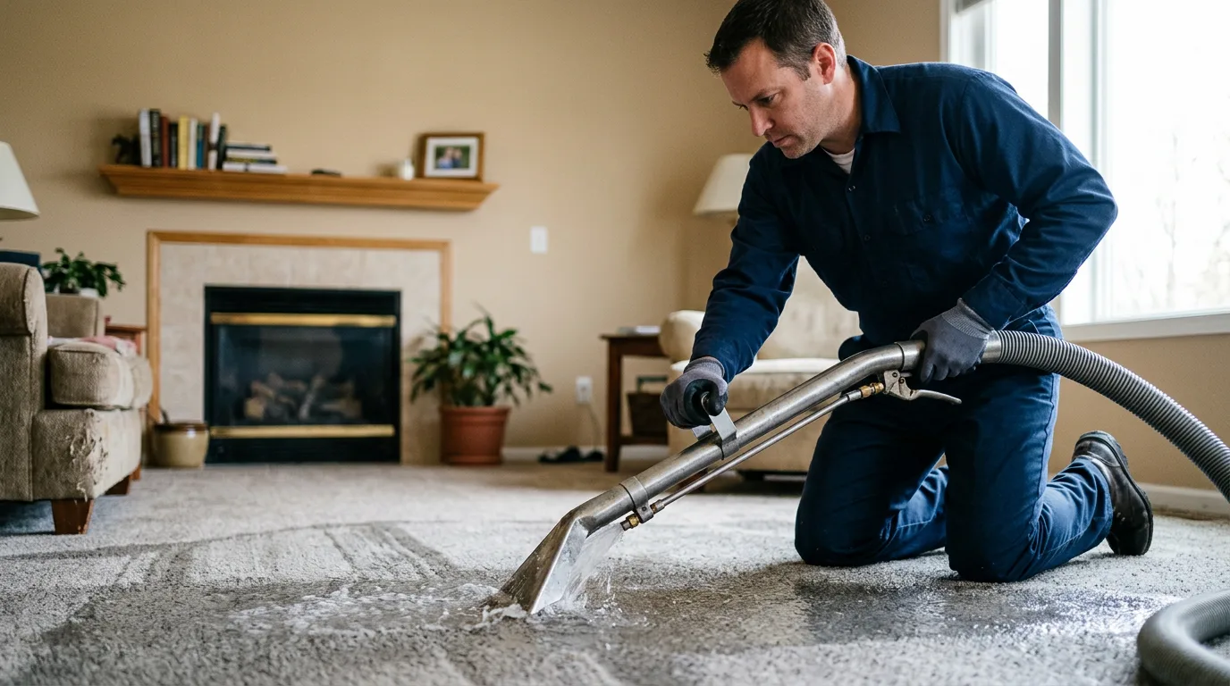 Water damage restoration technician working near Woodridge, IL